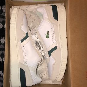 Men’s Lacoste sneaker, T-Clips, off wht/ dk grn